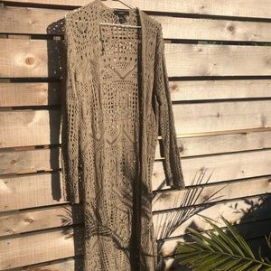 Long Cream Knit Cardigan